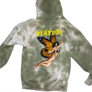 playboy green tie dye hoodie